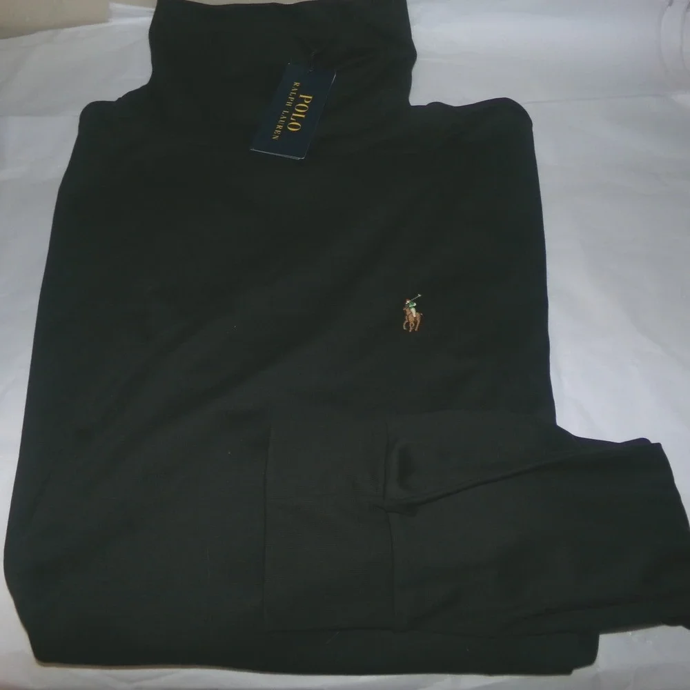 Polo Ralph Lauren Mens XXL Interlock Cotton Turtleneck Shirt Black NWT